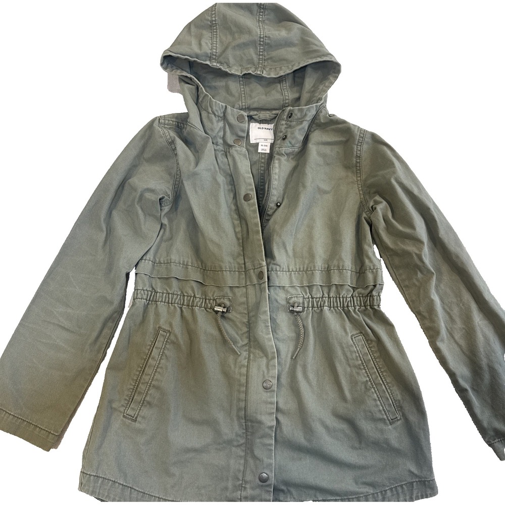 Old Navy Utility Anorak Jacket Womens Small Medium Olive Green Hooded Drawstring